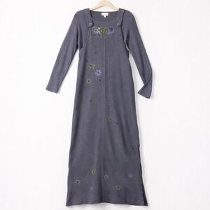 Vintage 90s Chalet 2pc Maxi Dress Handpainted Knit Overall Style Strap Small